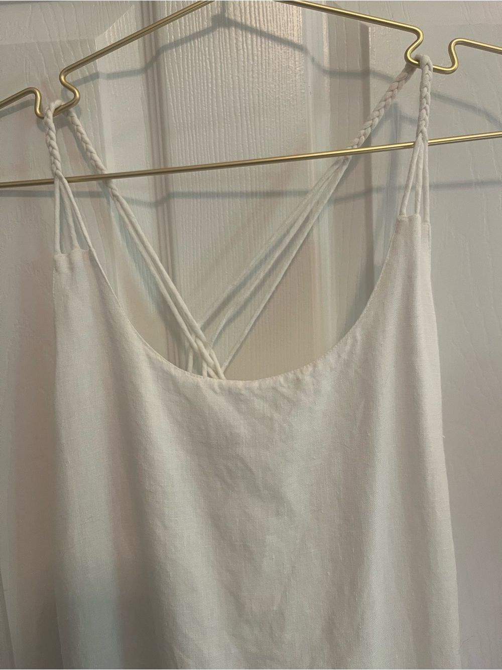 Madison Mathews White Linen Braided Strap Dress – Size L NWOT - Picture 5 of 9
